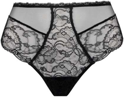 Feerie Couture sexy hoge taille slip zwart Calais kant - 42