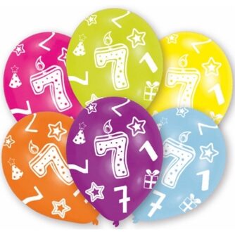 Feest ballonnen kleuren 7 jaar thema 12x stuks - Ballonnen Multikleur