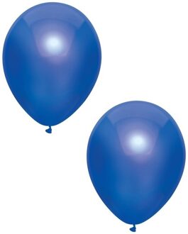 Feest ballonnen - metallic blauw - 10x stuks - 30 cm - verjaardag versiering Donkerblauw
