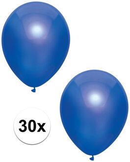 Feest ballonnen - metallic donkerblauw - 30x stuks - 30 cm - verjaardag versiering