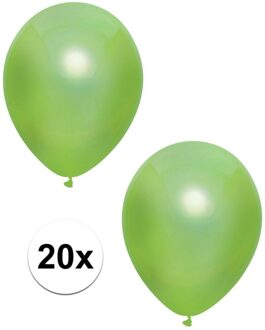 Feest ballonnen - metallic lichtgroen - 20x stuks - 30 cm - verjaardag versiering