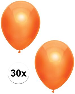 Feest ballonnen - metallic oranje - 30x stuks - 30 cm - koningsdag versiering