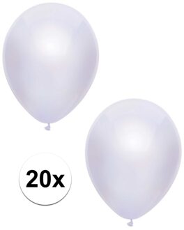 Feest ballonnen - metallic wit - 20x stuks - 30 cm - verjaardag versiering