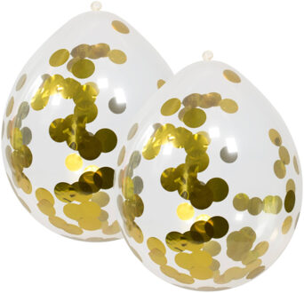 Feest ballonnen transparant met confetti - goud - 12x stuks - 30 cm