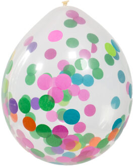 Feest ballonnen transparant met confetti - multi - 4x stuks - 30 cm
