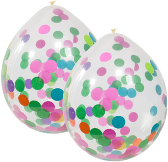 Feest ballonnen transparant met confetti - multi - 8x stuks - 30 cm