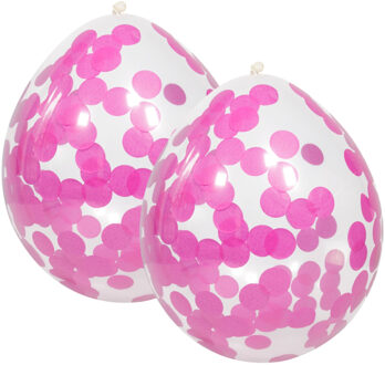 Feest ballonnen transparant met confetti - roze - 12x stuks - 30 cm