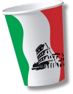 Feest bekertjes Italie vlag - 10x st - 200 ml - papier/karton - wegwerp bekers