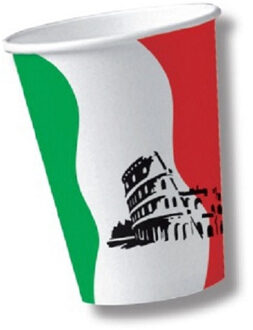 Feest bekertjes Italie vlag - 30x st - 200 ml - papier/karton - wegwerp bekers