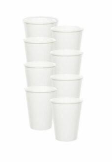 Feest bekertjes karton - wit - 16x stuks - 256 ml - Wegwerpbekertjes