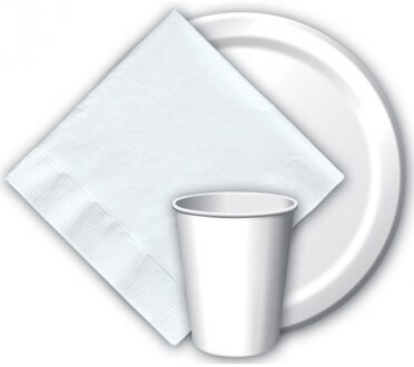 Feest bekertjes karton - wit - 8x stuks - 256 ml - Wegwerpbekertjes