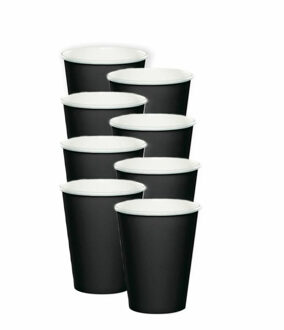 Feest bekertjes karton - zwart - 16x stuks - 256 ml - Wegwerpbekertjes