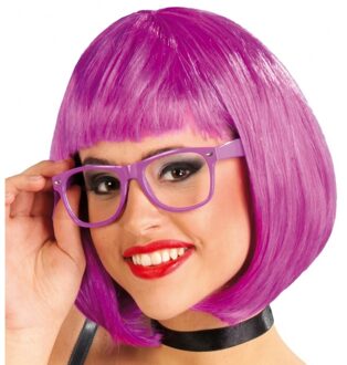 Feest boblijn pruik paars