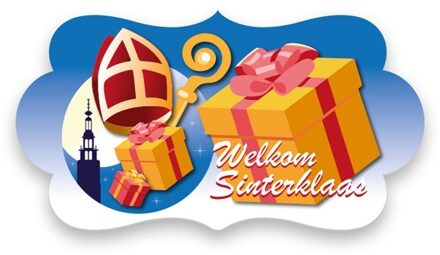 Feest bord Welkom Sinterklaas 43 cm - Sint en Piet welkomstborden Blauw