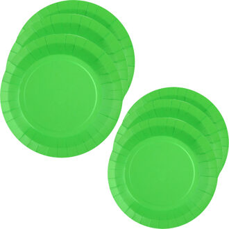 Feest borden set - 20x stuks - groen - 17 cm en 22 cm - Feestbordjes