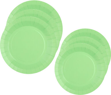 Feest borden set - 20x stuks - licht groen - 17 cm en 22 cm - Feestbordjes