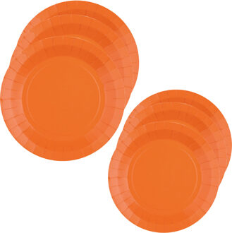 Feest borden set - 20x stuks - oranje - 17 cm en 22 cm - Feestbordjes