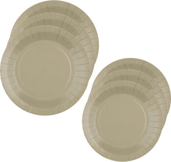 Feest borden set - 20x stuks - taupe - 17 cm en 22 cm - Feestbordjes