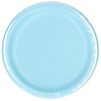 Feest bordjes - set 16x stuks - lichtblauw - dia 23 cm - Wegwerpborden - karton - Feestartikelen