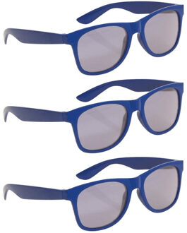 Feest en zonnebril voor kinderen - 6x stuks - blauw - kunststof - verkleedbrillen
