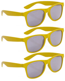 Feest en zonnebril voor kinderen - 6x stuks - geel - kunststof - verkleedbrillen