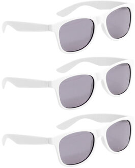 Feest en zonnebril voor kinderen - 6x stuks - wit - kunststof - verkleedbrillen