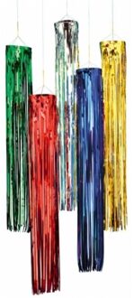 Feest hanger - 3x - L80 cm - blauw - glitter - kunststof - disco/seventies - feestversiering