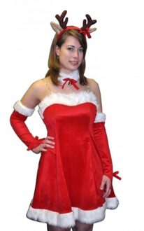 Feest kerstjurkje rendier voor dames Rood