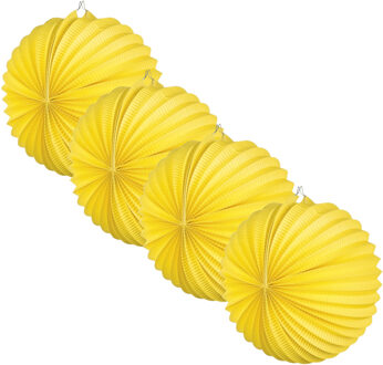 Feest Lampion - 4x - Bol model - geel - papier - Dia 22 cm - feestartikelen - versiering