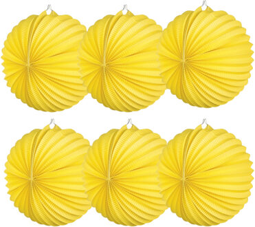 Feest Lampion - 6x - Bol model - geel - papier - Dia 22 cm - feestartikelen - versiering