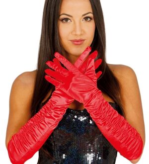 Feest lange handschoenen rood satijn