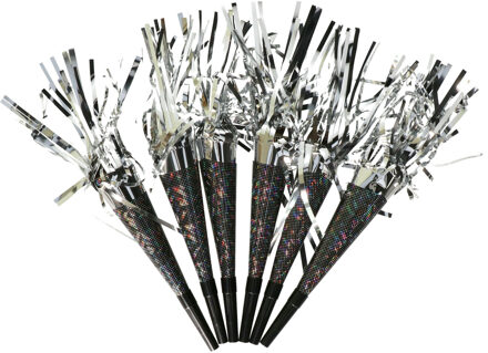 Feest/party blaas toeters - set 48x stuks - metallic papier - 20 cm - feestartikelen verjaardag