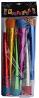 Feest/party blaas toeters - set 6x stuks - metallic papier - 30 cm - feestartikelen verjaardag