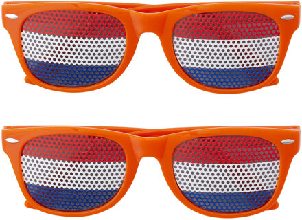 Feest/party bril - 2x stuks - oranje thema - Koningsdag - volwassenen - supporter - Nederlandse vlag