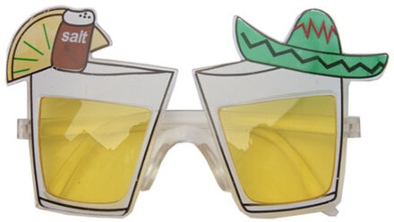 Feest/party bril met Mexicaanse tequila thema glazen - Carnaval party brillen - Hawaii - Tropisch Multi