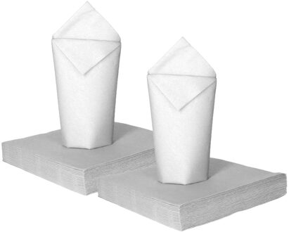 Feest servetten - 100x - wit - 2 laags - 33 x 33 cm