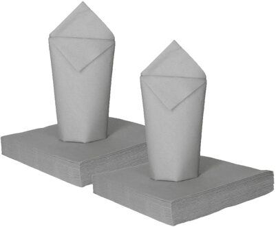 Feest servetten - 100x - zilver - 3 laags - 33 x 33 cm