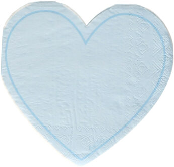 Feest servetten - 16x - hart - blauw - 3 laags - 33 x 33 cm - Valentijn