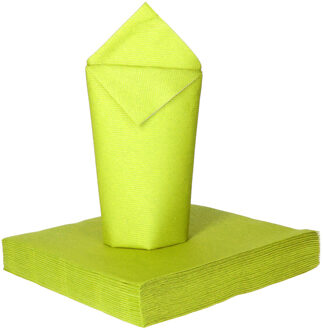 Feest servetten - 25x - limegroen - 2 laags - 33x33cm