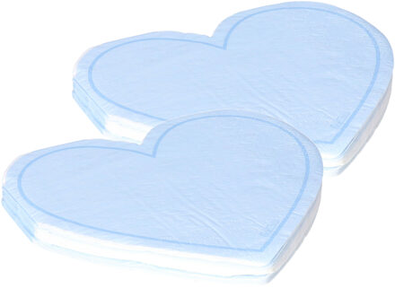 Feest servetten - 32x - hart - blauw - 3 laags - 33 x 33 cm - Valentijn