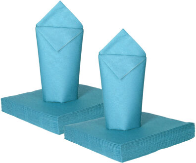 Feest servetten - 50x - babyblauw - 2 laags - 33x33cm