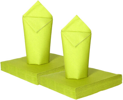 Feest servetten - 50x - limegroen - 2 laags - 33x33cm