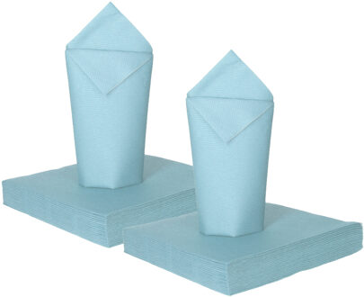 Feest servetten - 80x - lichtblauw - 3 laags - 33 x 33 cm