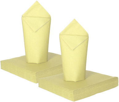 Feest servetten - 80x - lichtgeel - 3 laags - 33 x 33 cm