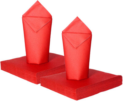 Feest servetten - 80x - rood - 3 laags - 33 x 33 cm