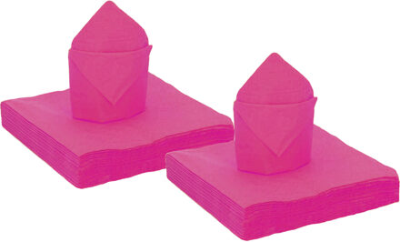 feest servetten fuchsia roze - 100x stuks - 40 x 40 cm - Feestservetten