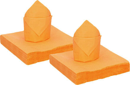 feest servetten oranje - 50x stuks - 40 x 40 cm - Feestservetten