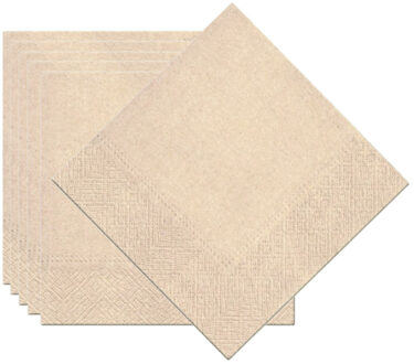 Feest servetten taupe/beige - 20x - papier - 25Â x 25 cm