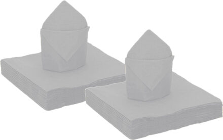 feest servetten zilver - 100x stuks - 40 x 40 cm - Feestservetten Zilverkleurig