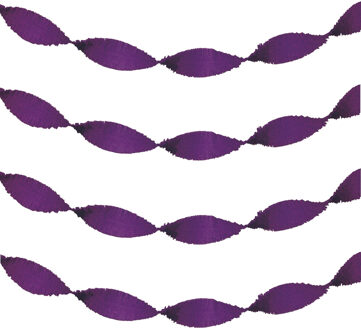 Feest slinger - 2x - paars - crepe papier - 24 meter - draaislinger decoratie